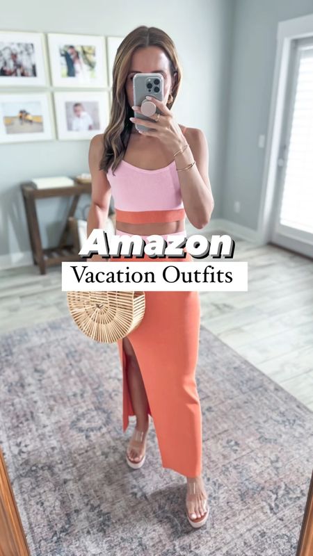 Amazon vacation outfits. Amazon resort wear. Amazon matching set in XS. Amazon dresses in XS. Amazon jumpsuit in small. Spring dresses. Beach vacation. Cruise outfits. Clear wedges are TTS. 

*Wearing XS in each and small in jumpsuit. 

#LTKwedding #LTKtravel #LTKfindsunder50