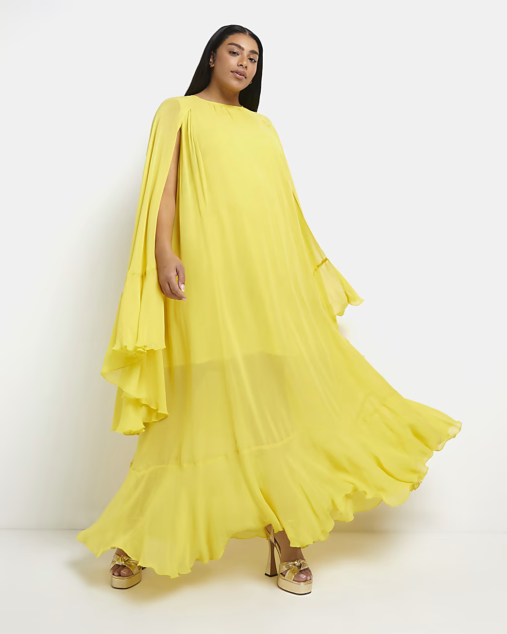 Yellow layered maxi dress | River Island (UK & IE)