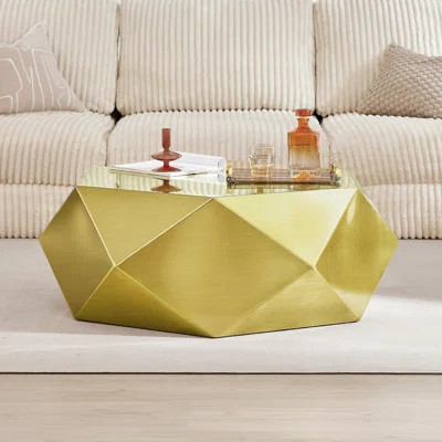 41.7" Modern Gold Coffee Table With Diamond-Shaped Design With Fully Assembled | Wayfair North America