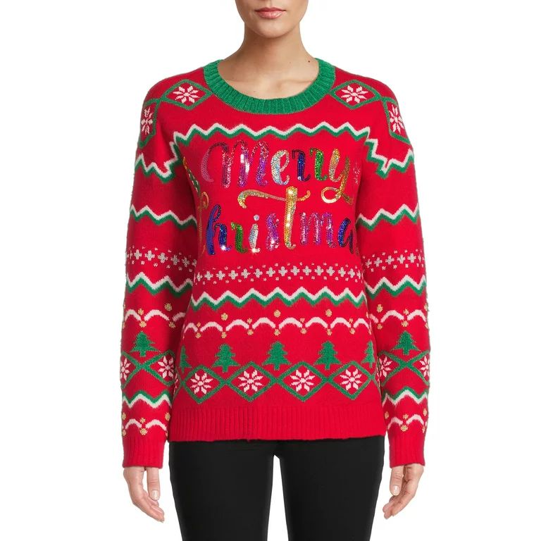 Holiday Time Women's and Women's Plus Size Christmas Sweater and Headband Set, 2-Piece | Walmart (US)