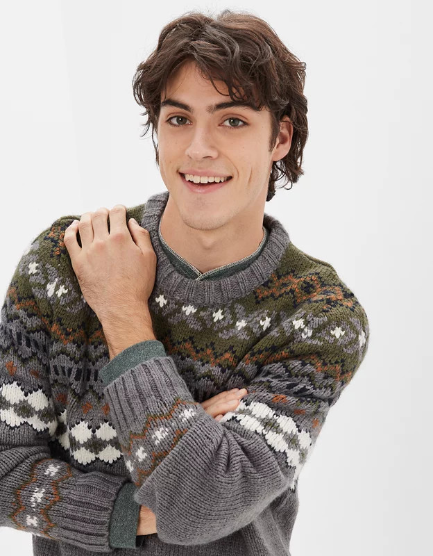 AE Super Soft Fairisle Crew Neck Sweater | American Eagle Outfitters (US & CA)