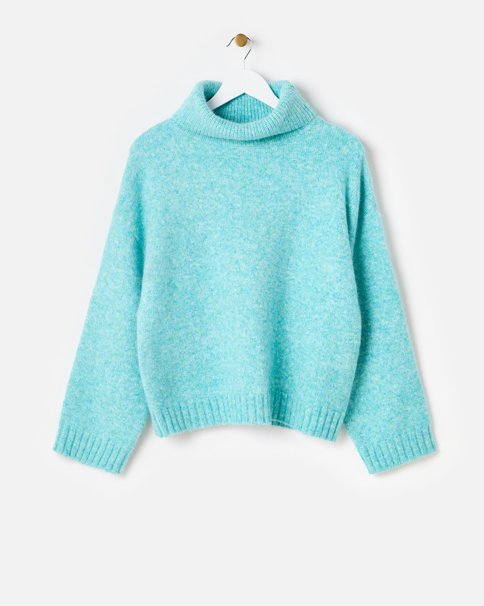 Turquoise Blue Roll Neck Knitted Jumper | Oliver Bonas | Oliver Bonas (Global)