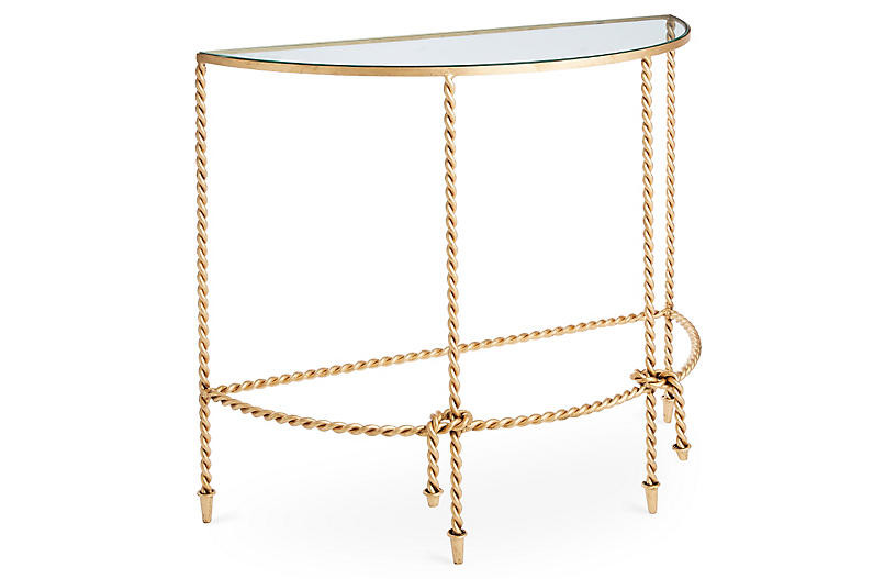 Hyannis Demilune Console, Gold | One Kings Lane