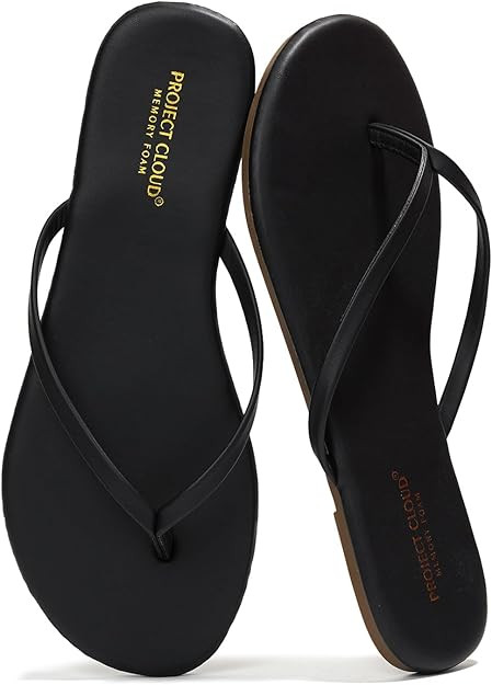 Project Cloud Flip flops for Women - Memory Foam Slippers for Women 2024 - Vegan Leather Women Sl... | Amazon (US)