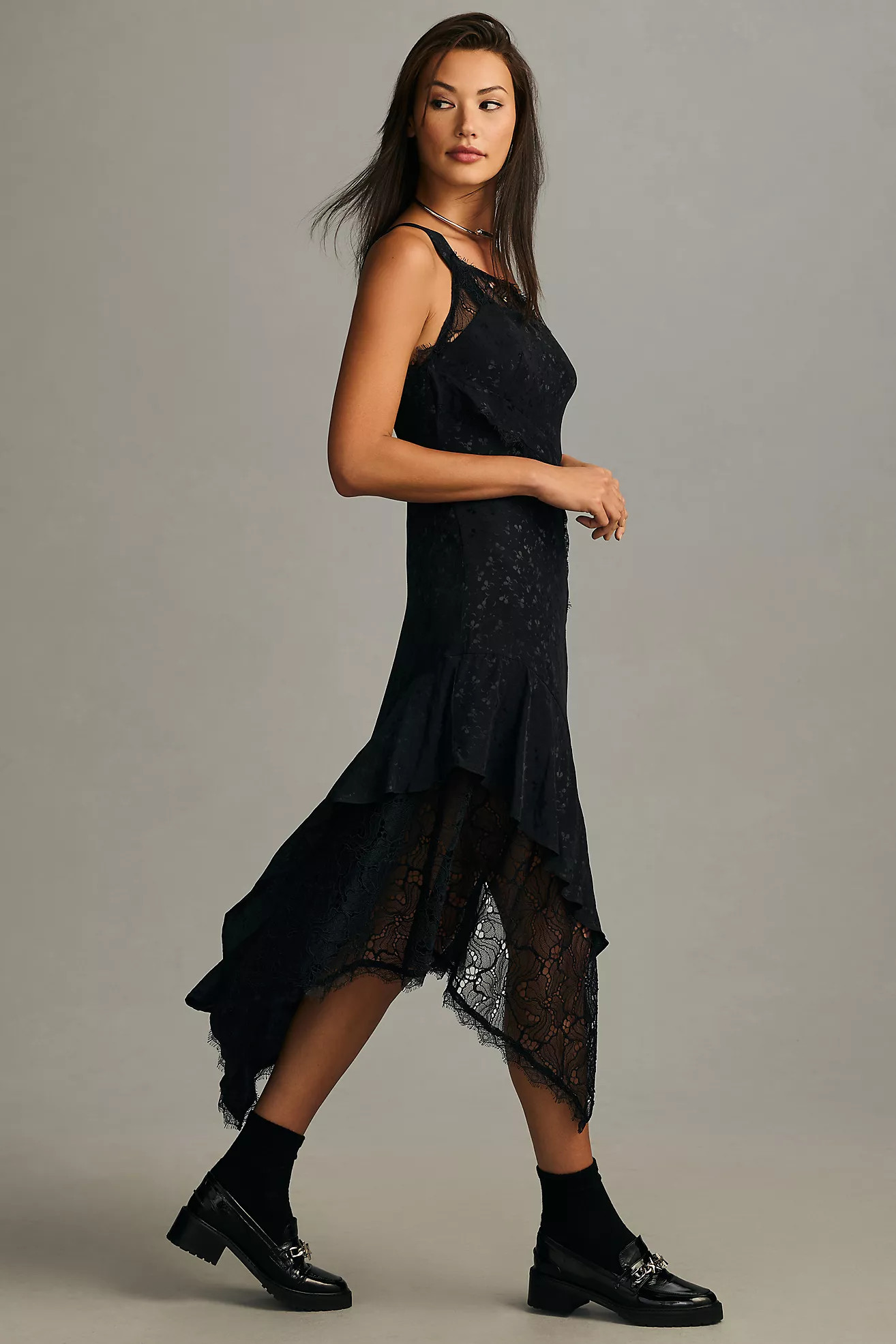 By Anthropologie Asymmetrical Lace Maxi Dress | Anthropologie (US)