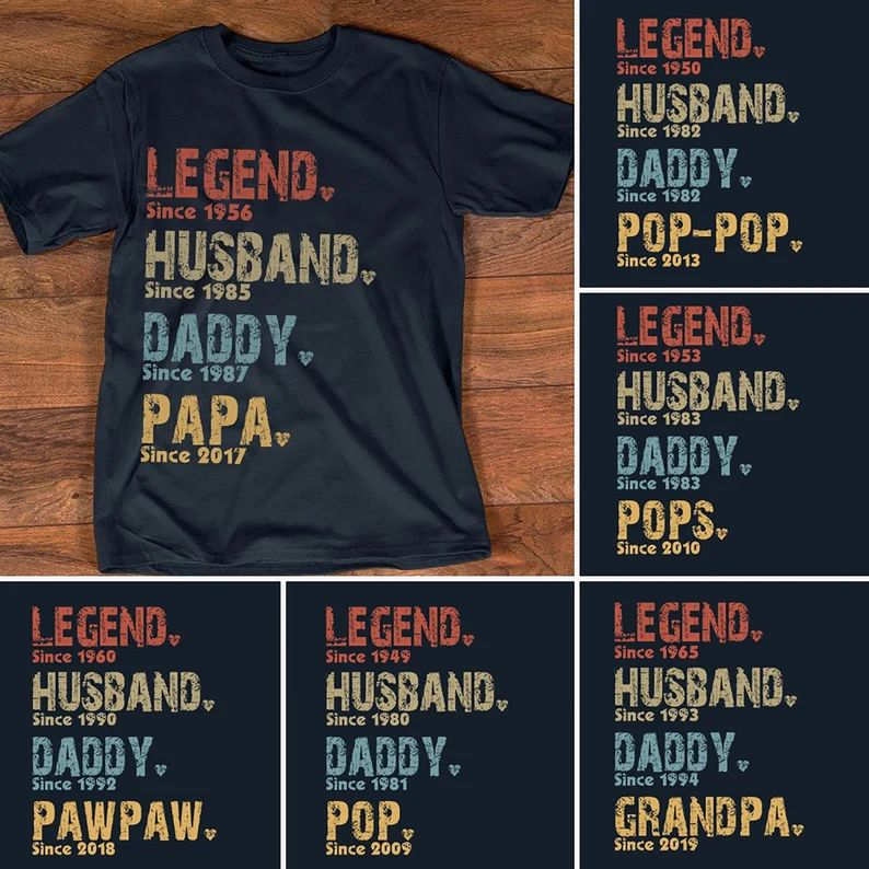 Custom Legend Husband Daddy Papa Since Vintage Fathers Day Personalized T-shirt, Gift For Fathers... | Etsy (US)