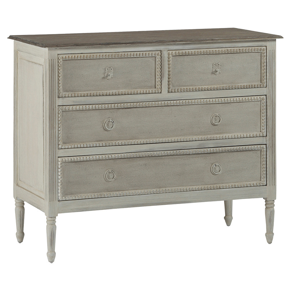 Caroline French Country Antique White Burlap Dresser | Kathy Kuo Home