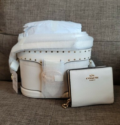 💝NWT Coach Georgie Gem Crossbody SET Vanity Case W/WALLET Leather Chalk Rivets  | eBay | eBay US