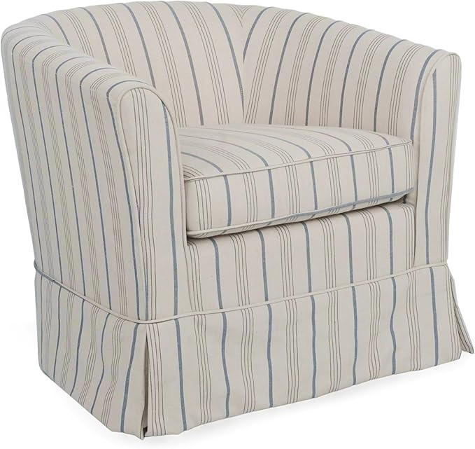 Christopher Knight Home Cecilia Modern Swivel Club Chair, 28.75 "W x 28 "D x 27 "H, White/Blue St... | Amazon (US)