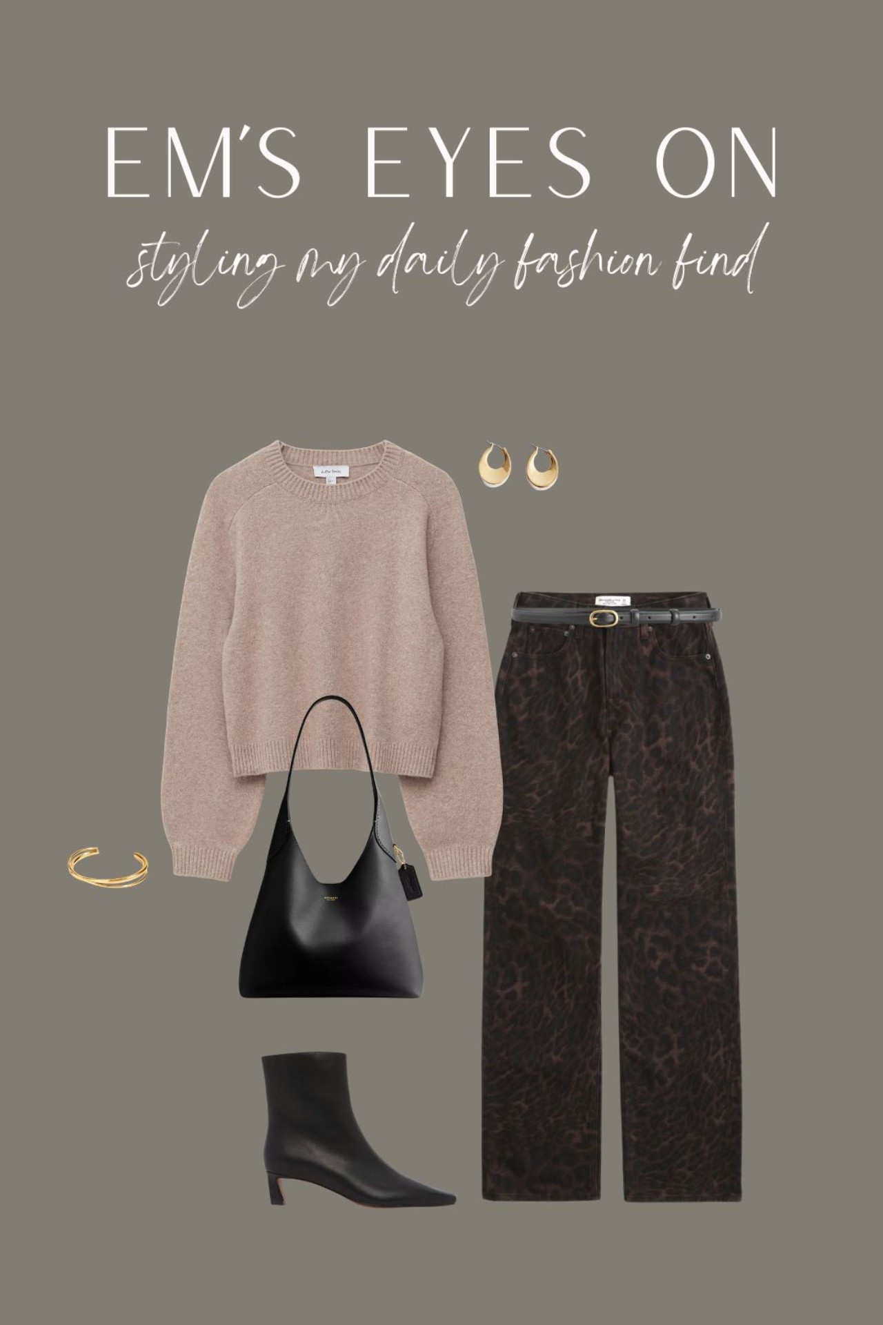 Em’s eyes on 👀 styling my daily fashion find 
Styling leopard print jeans 
Ankle boots, beige jumper, coach bag 

#LTKuk #LTKautumn #LTKdatenight