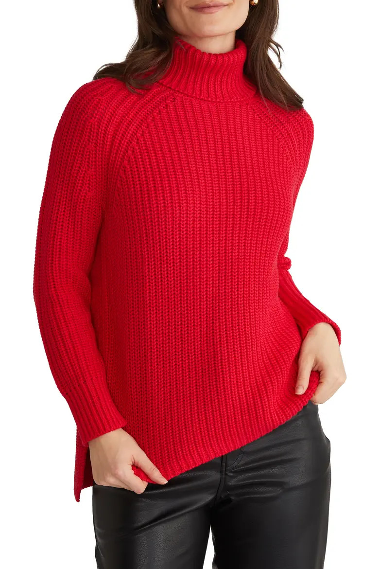 525 Stella Cotton Turtleneck Sweater in Black at Nordstrom, Size Small | Nordstrom
