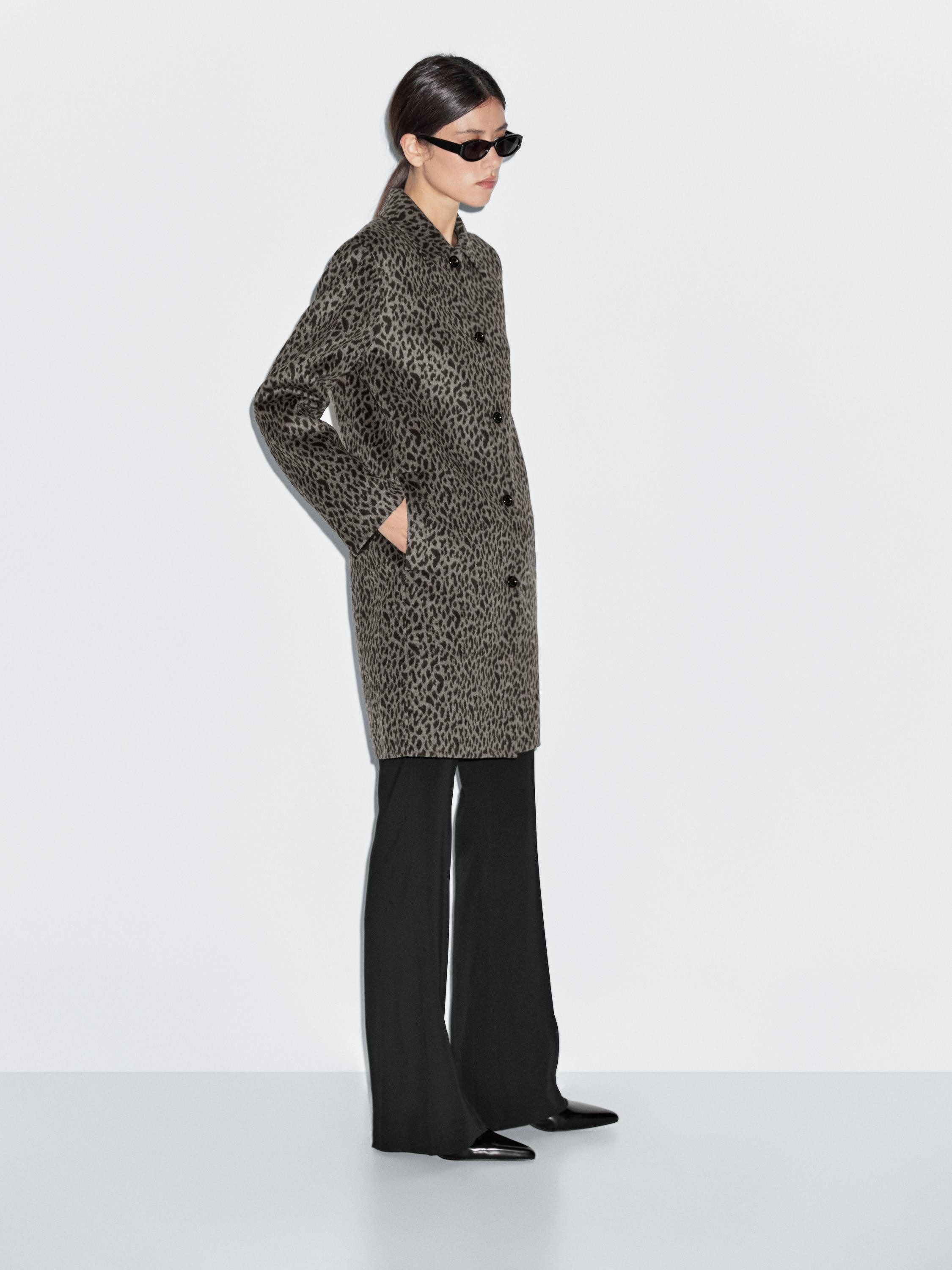 Wool blend animal print coat | Massimo Dutti UK