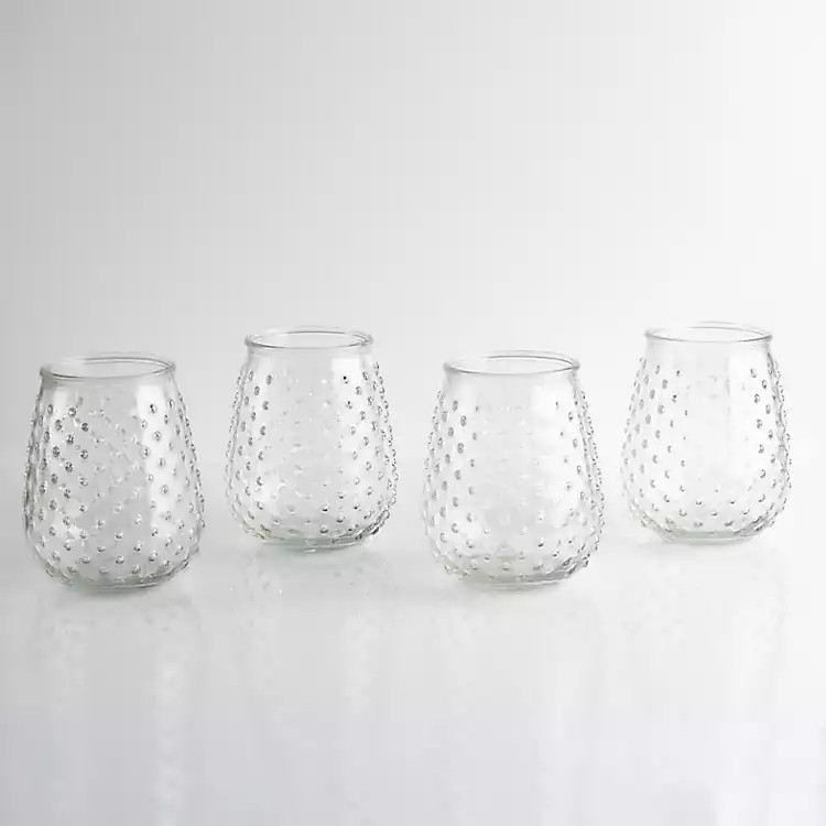 Clear Hobnail Stemless Wine Glasses, Set of 4 | Kirkland's Home