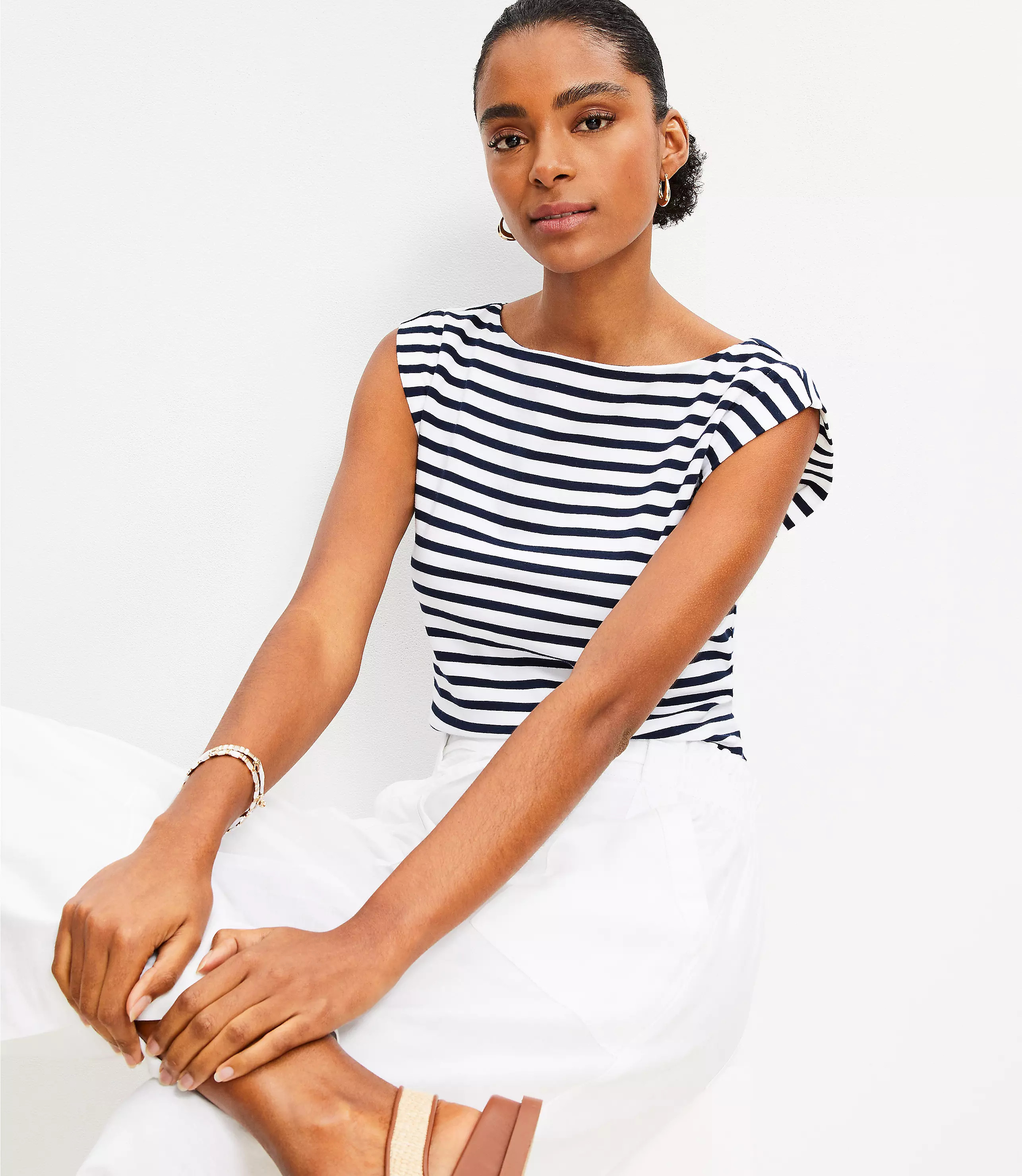 Striped Boatneck Tee | LOFT