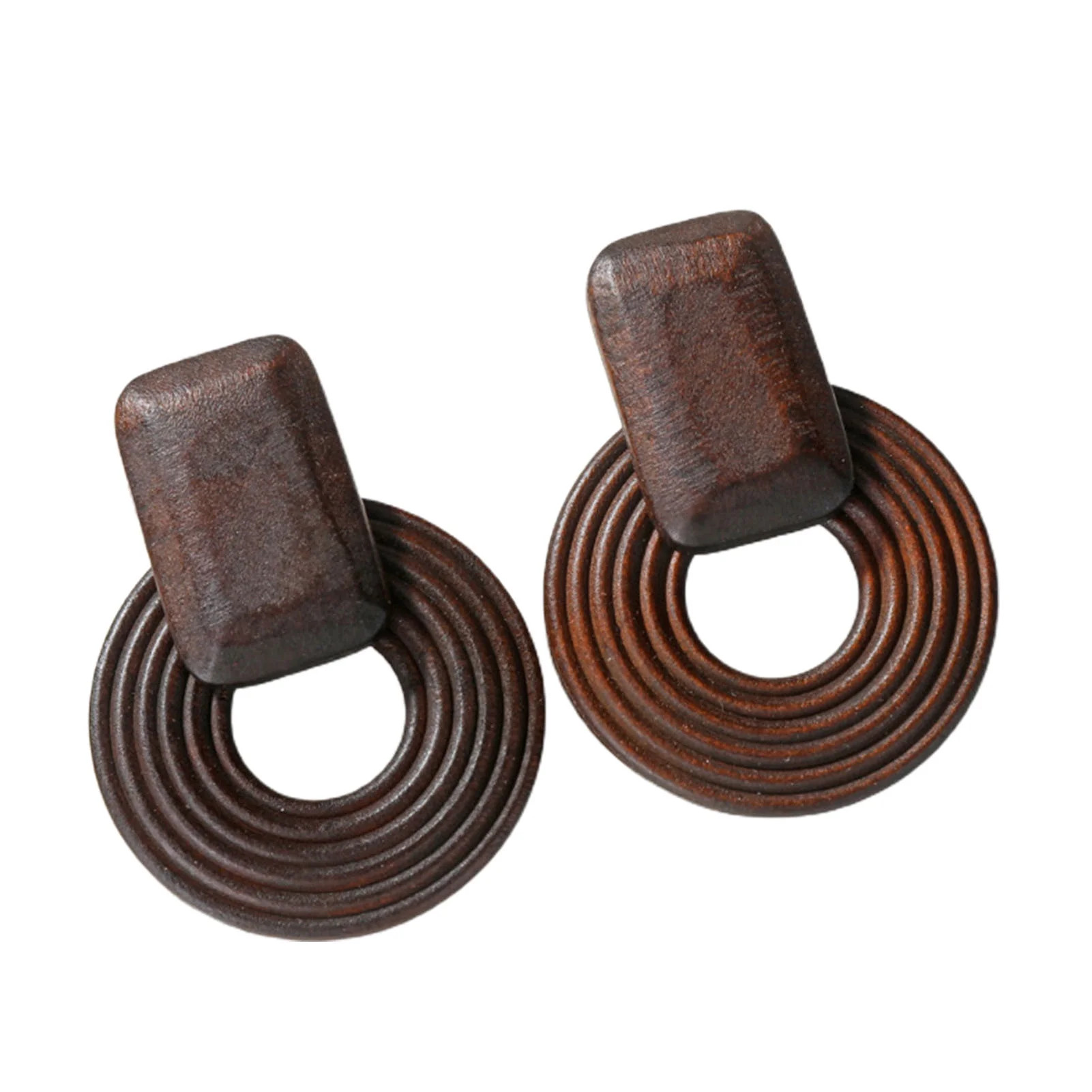 HEVIRGO Girls Earrings Geometric Simple Wood Vintage Exaggerated Stud Earrings for Club Wood Brow... | Walmart (US)