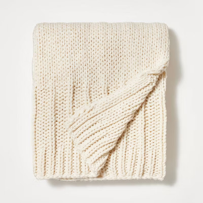 Chunky Knit Throw Blanket Cream - Threshold™ designed with Studio McGee | Target
