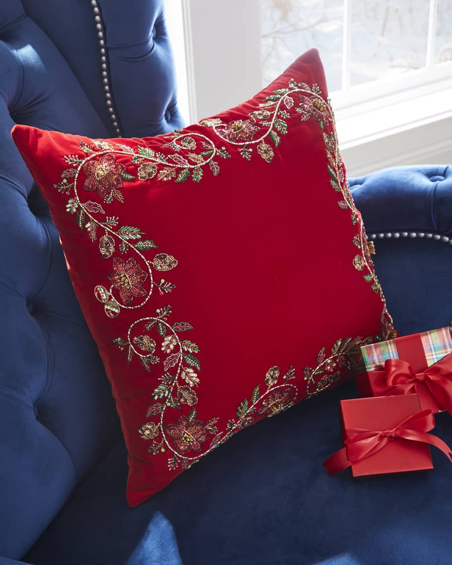 Neiman Marcus Classic Christmas Square Pillow | Neiman Marcus