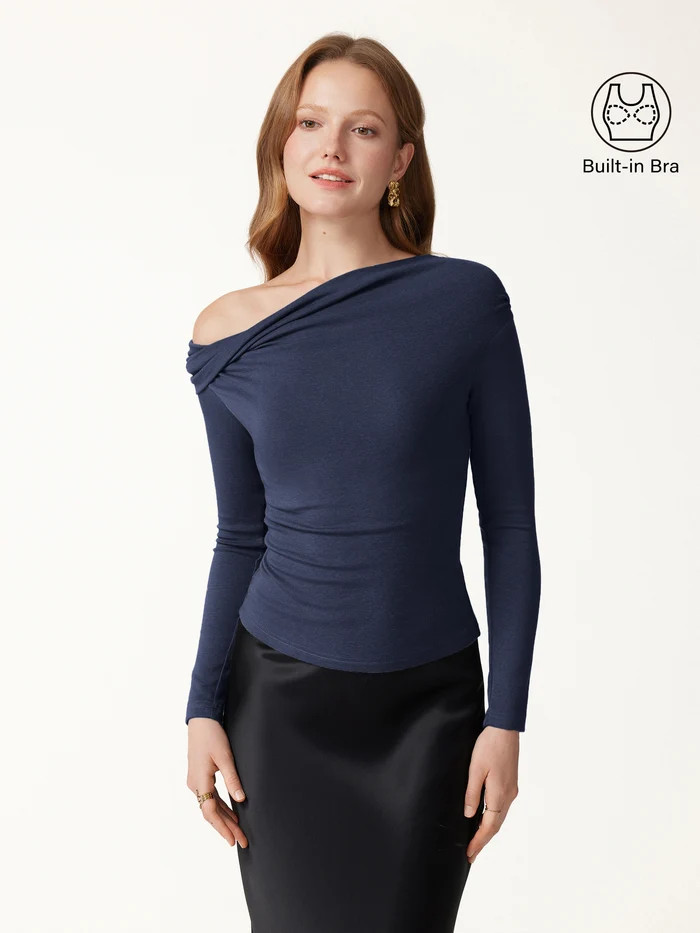Eco-Mousse\u00ae Convertible Neck Long Sleeve Bra Top | OGLmove