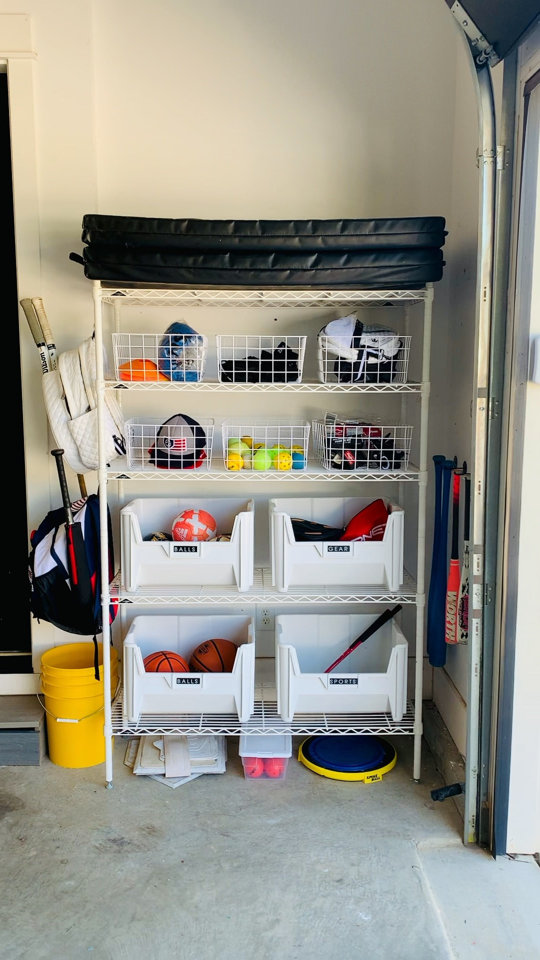 Garage organization for sports gear: soccer, baseball, football, basketball 

#LTKkids #LTKfindsunder50 #LTKhome