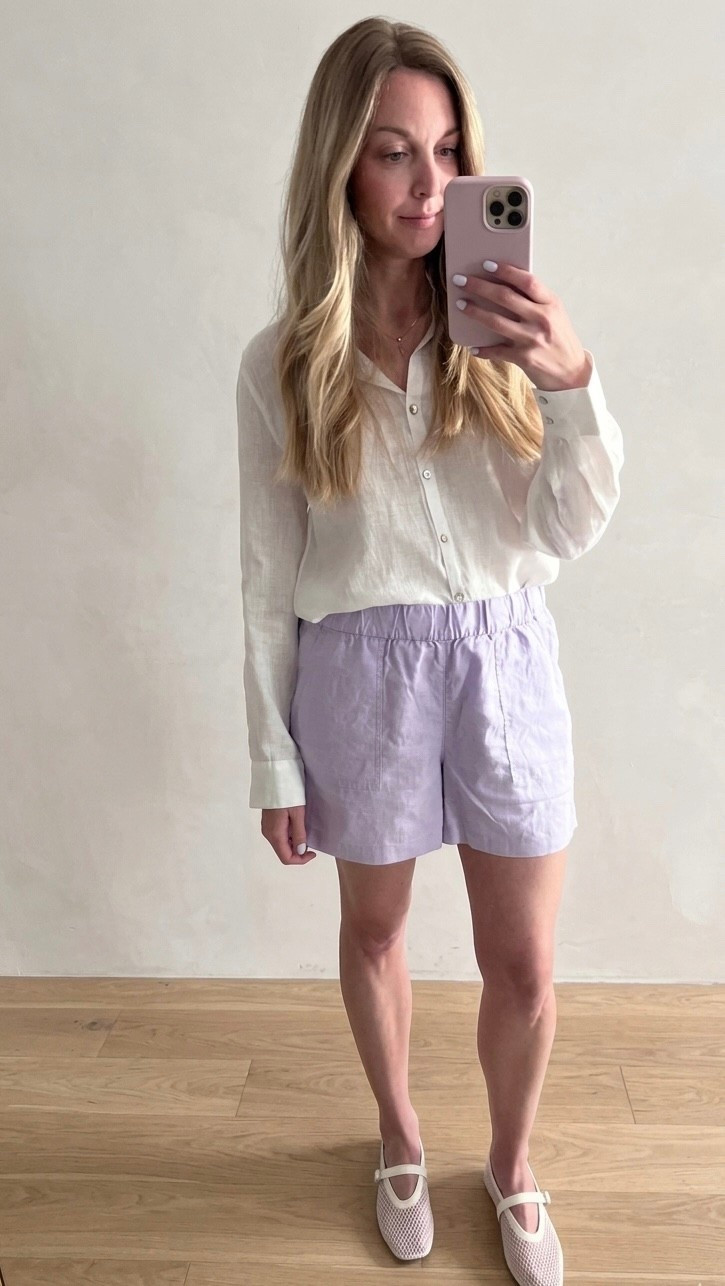 Classic style — summer style! Love an all linen outfit. #jcrew #linen #meshshoes #summeroutfit #classicstyle