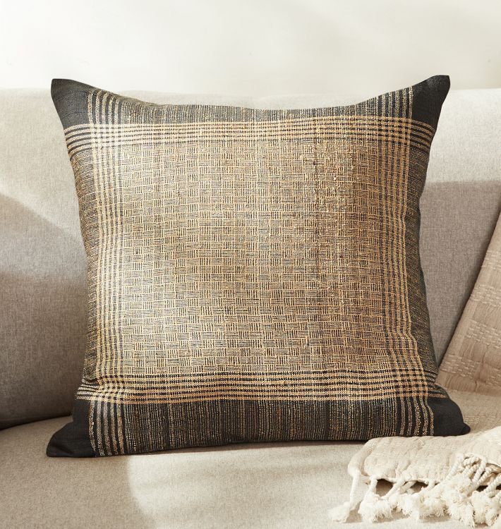 Plaid Handspun Raw Silk Pillow Cover | Rejuvenation