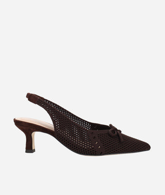 Beliz Slingback Pump Chocolate Knit | Pelle Moda