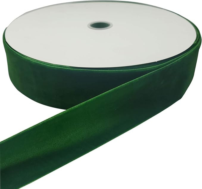 10 Yards Velvet Ribbon Spool (Green, 2") | Amazon (US)