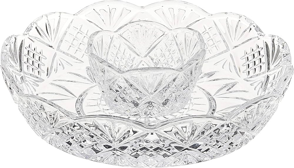 Godinger Crystal Appetizer Serving Platter for Parties Chips and Dip or Snacks Hosting Plate,Silv... | Amazon (US)
