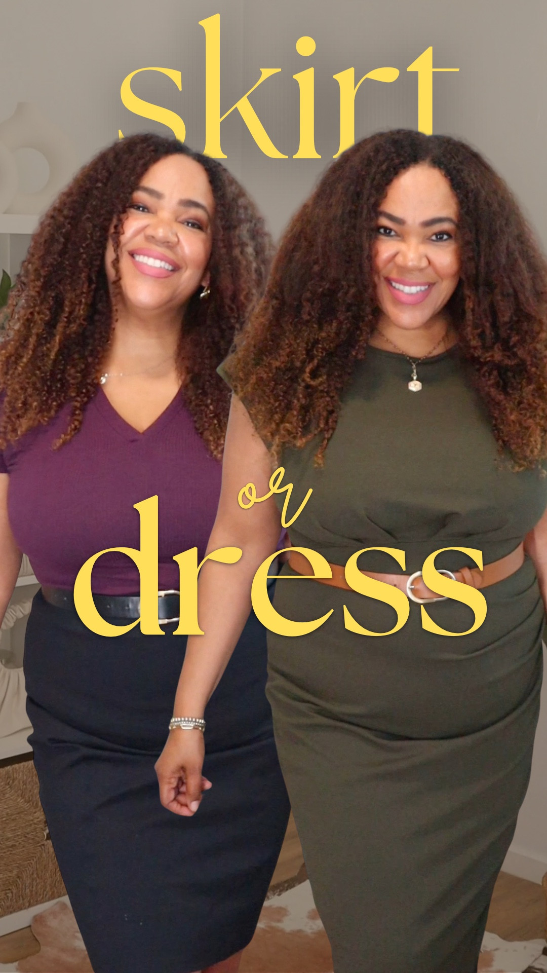 Which one: Dress or Skirt with a Top? Two work style outfits you can rock as a midsize girlie. Dress size xl (always size up for work dresses ☝🏾), Top large, Skirt 2xl. Both outfits are super stretchy, got structure and create a clean silhouette 🤌🏾

#LTKOver40 #LTKWorkwear #LTKMidsize