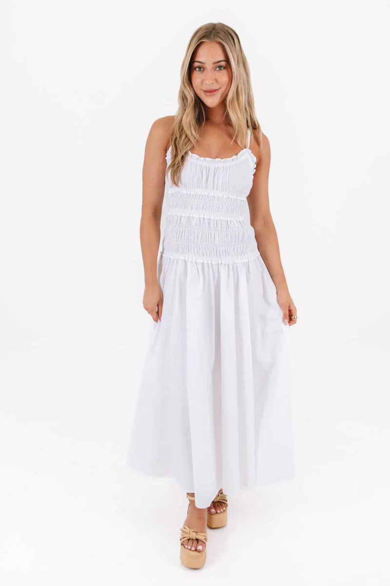 Staying In Seaside Midi Dress - White | The Impeccable Pig