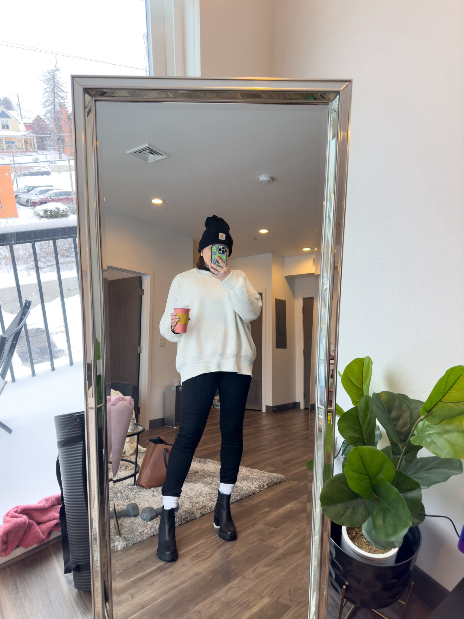 Black and white winter outfit idea! Perfect for a snowy work day or errands  

I’m wearing a S sweater, M bodysuit, size 31 jeans and size 9 boots 

#LTKSeasonal #LTKfindsunder100 #LTKmidsize