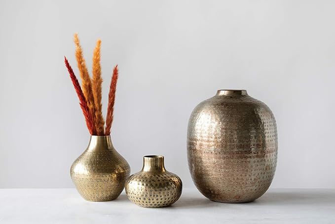 Creative Co-Op Hammered Metal Vase with Antique Finish | Amazon (US)