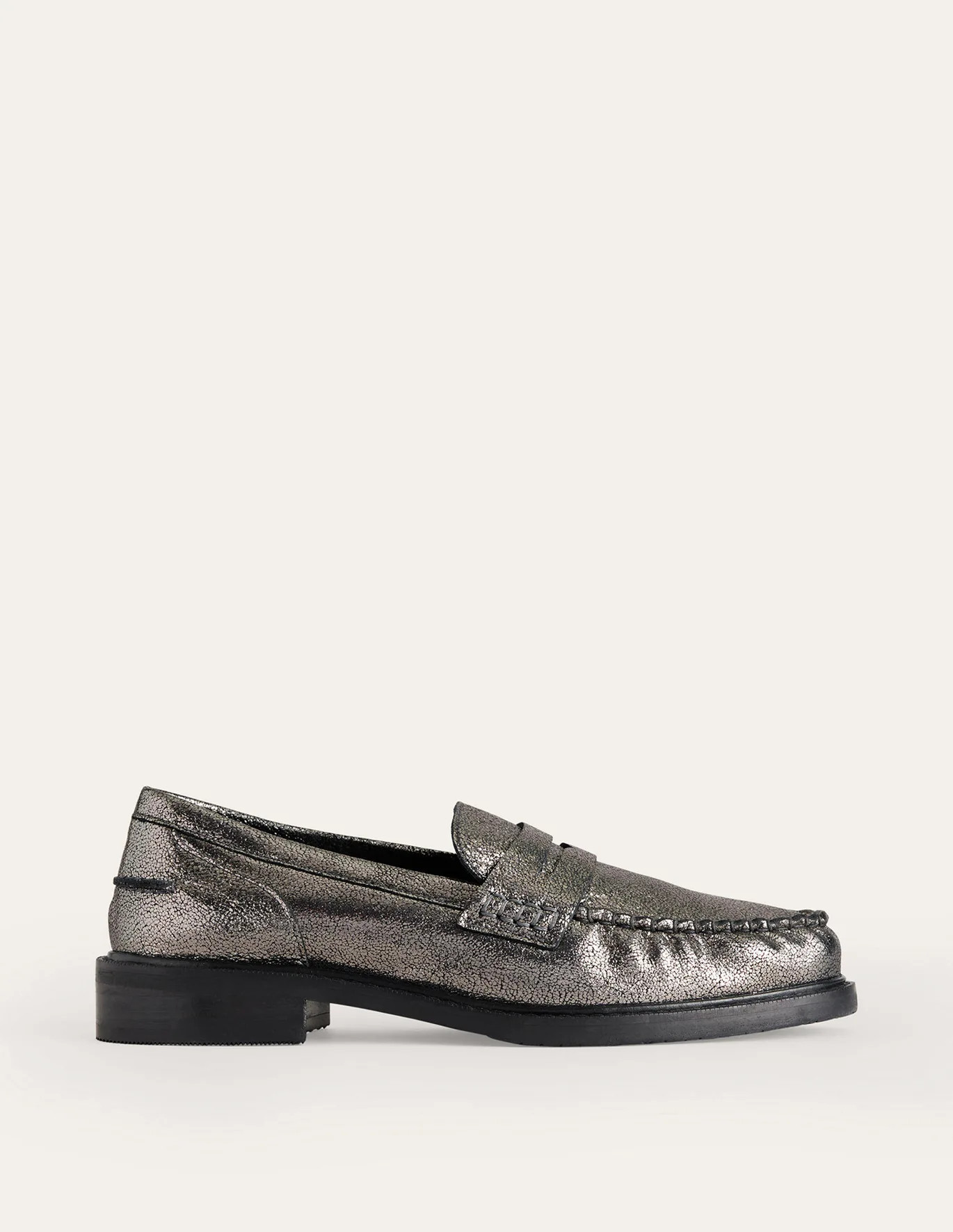 Classic Moccasin LoafersGun Metallic Leather | Boden (US)