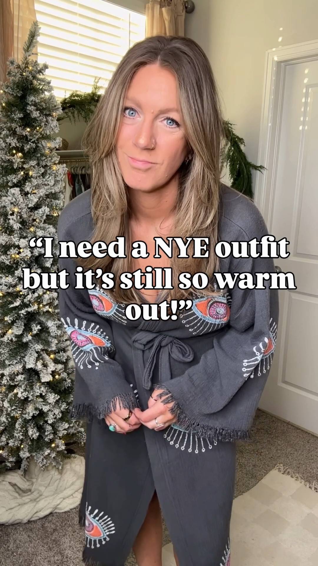 Warm weather NYE outfit tall girl approved! 

Large top, large skirt, 12 pumps (run small, size up) 

#LTKTall #LTKHoliday #LTKOver40