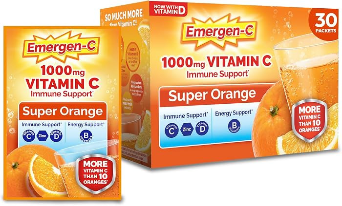 Emergen-C Vitamin C 1000mg Immune Support Powder, Orange, 30 ct | Amazon (US)