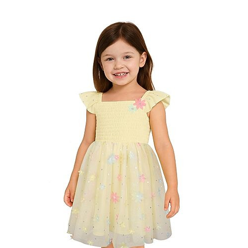 Lilt Little Girls Short Sleeve A-Line Dress, 6, Yellow | JCPenney