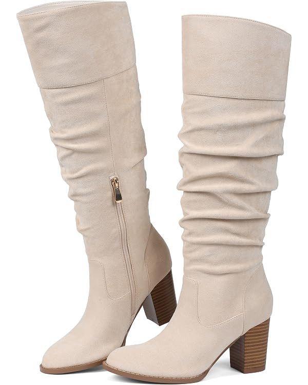 Women's Suede Slouch Knee High Boots Chunky Heel Fall Tall Boot       
    
    
  ➕ Add to Cha... | Amazon (US)