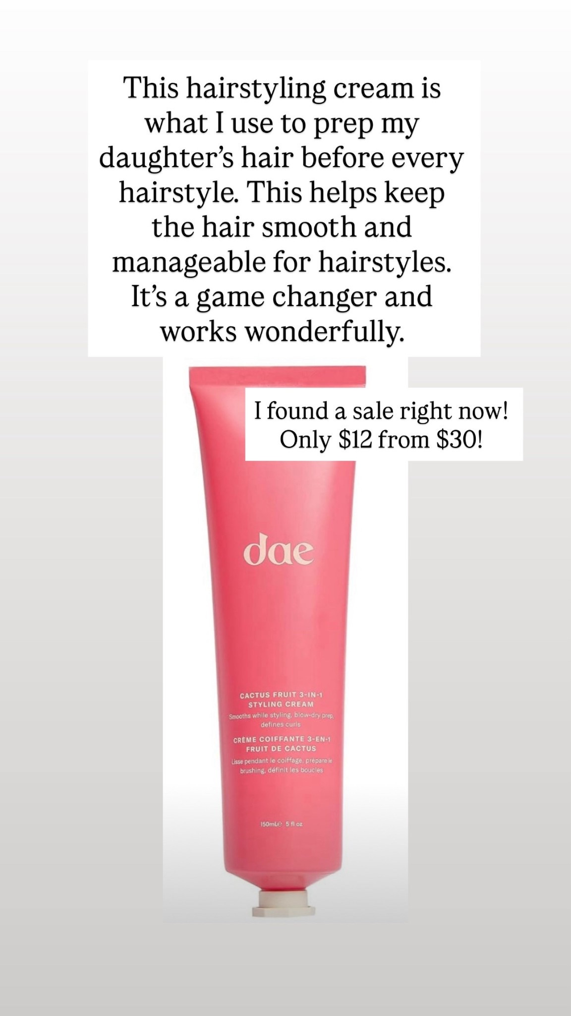 This hairstyling cream is my favorite! It’s on sale and it never goes on sale! I just love this product. I use it to prep Victoria’s hair before every hairstyle. It helps smooth the hair. 

#LTKBeauty #LTKStyleTip