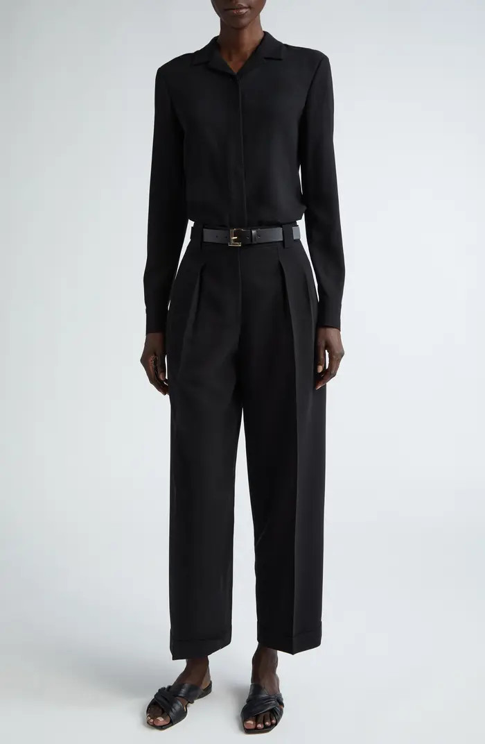 Lafayette 148 New York Wyatt Pleated Finesse Crepe Barrel Leg Pants | Nordstrom | Nordstrom