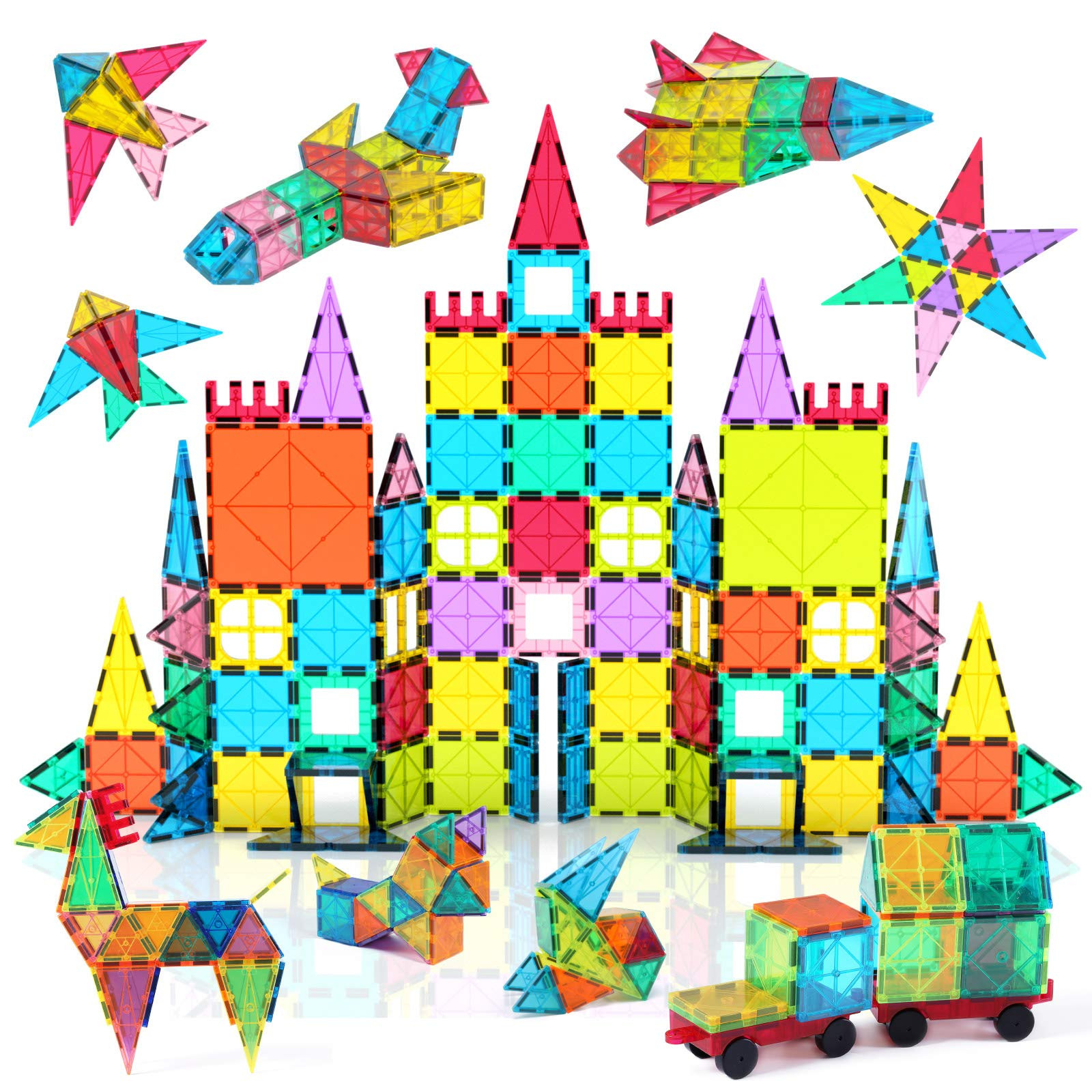 Jasonwell 108pcs Magnetic Blocks Kids Magnetic Tile Building Blocks Set 3D Magnet Bulding Tiles Cons | Amazon (US)