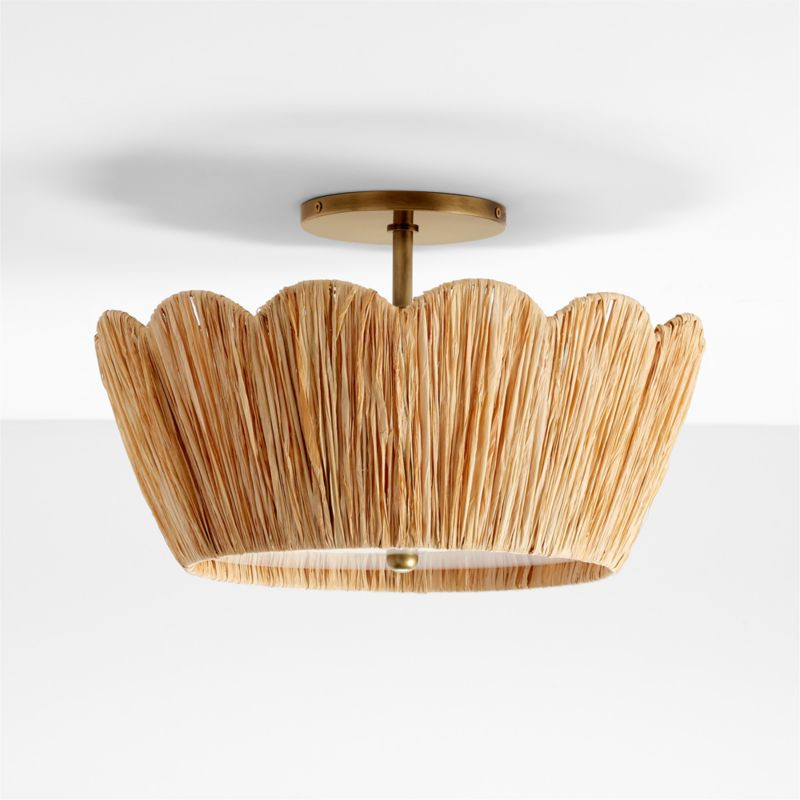 Greta Scalloped Raffia Flush Mount Light + Reviews | Crate & Kids | Crate & Barrel
