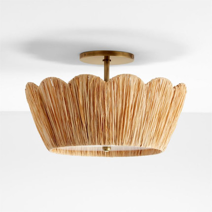 Greta Scalloped Raffia Flush Mount Light + Reviews | Crate & Kids