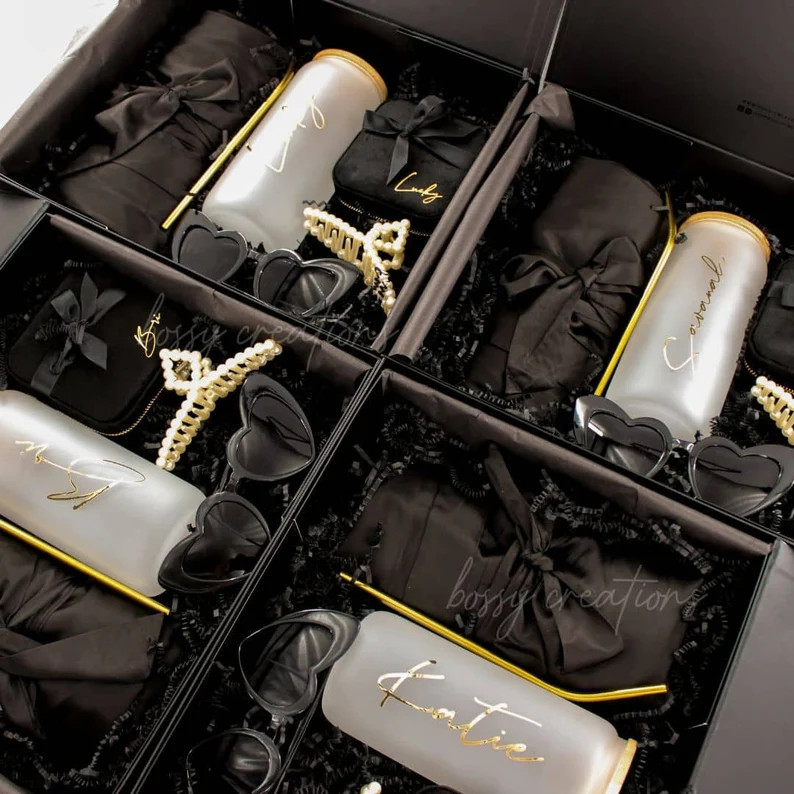 Black Satin Robe Bridesmaid Proposal Gift Box Personalized Boho Wedding Party Favor Will You Be M... | Etsy (US)