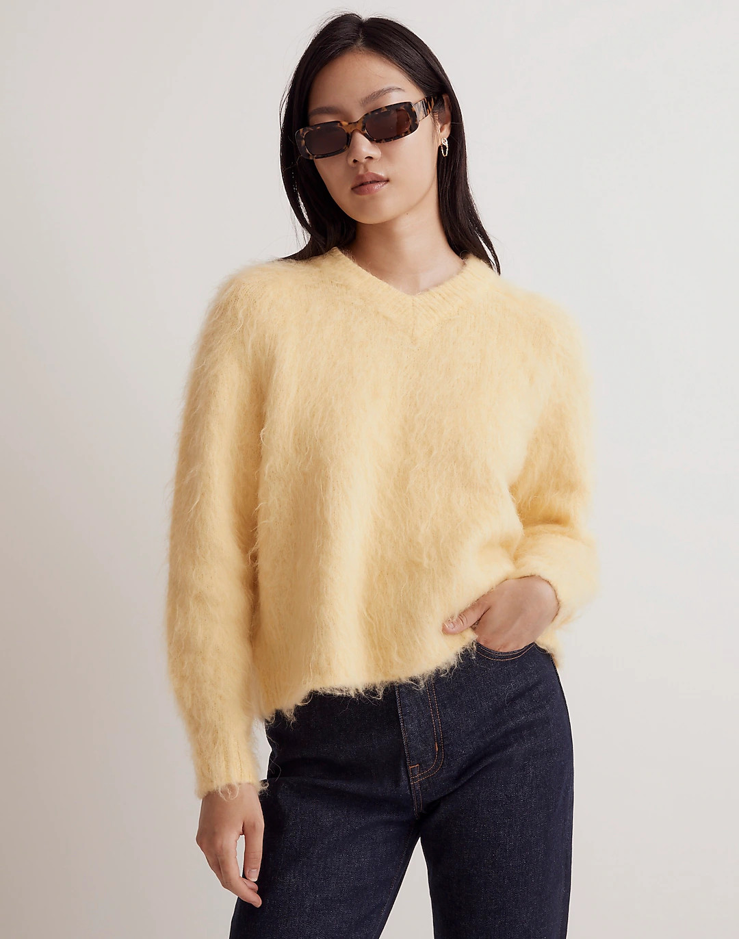 Brushed V-Neck Sweater | Madewell