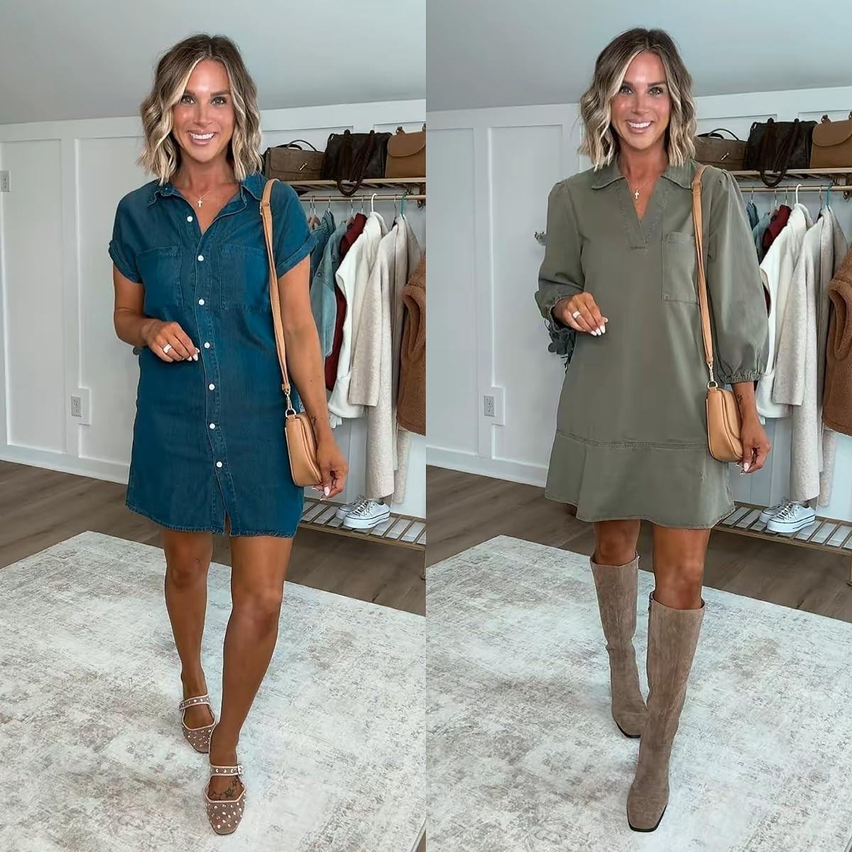 Two lightweight dresses. Multiple seasons. Endless styling possibilities. 🍂

These two dresses are lightweight and perfect to wear now with sandals, and later with boots and a cardigan.
I am 5’6 139lbs wearing size small in both dresses, shoes run true to size  

 #LTKootd #LTKSeasonal