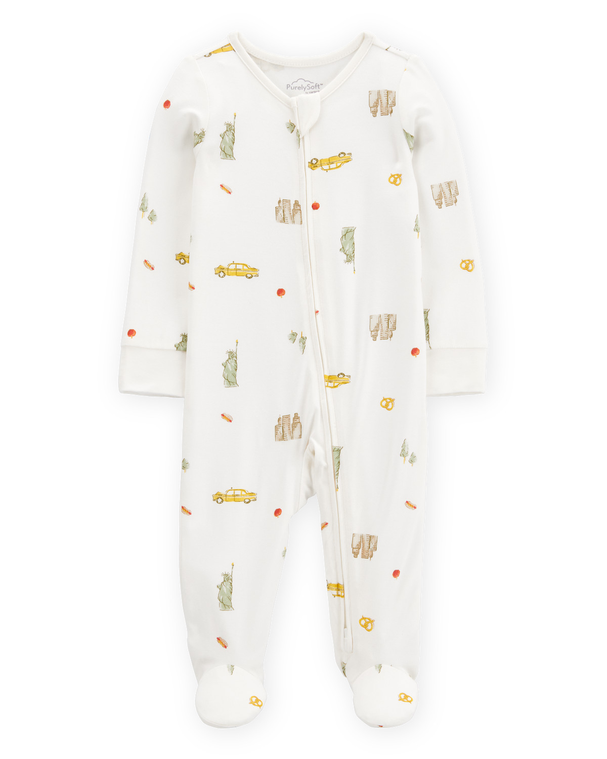 Baby New York City Print 2-Way Zip PurelySoft Sleep & Play Pajamas - Ivory | Carter's Inc