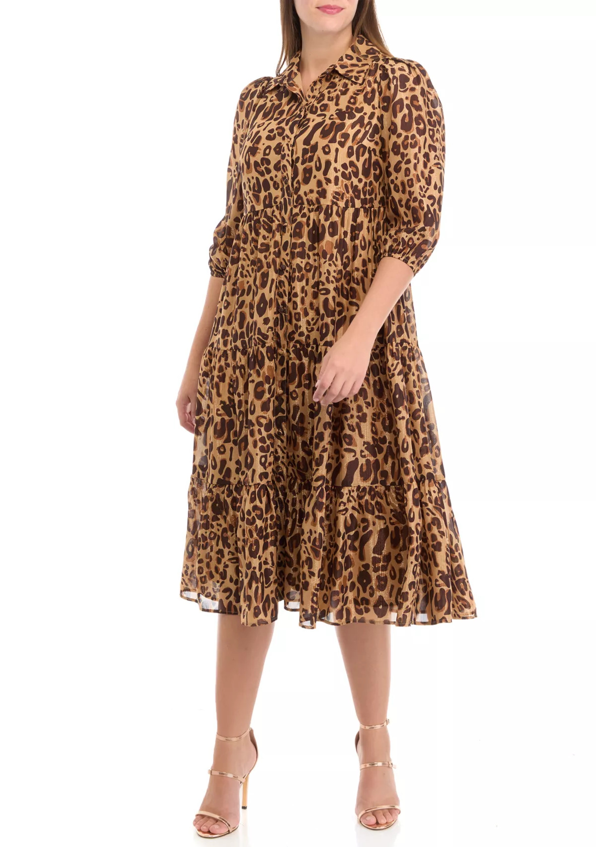 Women's 3/4 Sleeve Lurex Shine Shirtdress | Belk