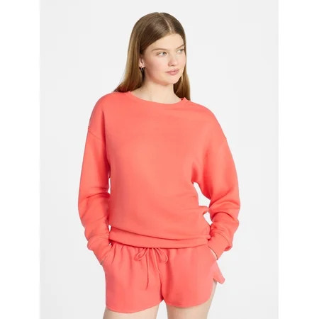 No Boundaries Oversized Fleece Sweatshirt with Long Sleeves, Women's XXS-4X | Walmart (US)