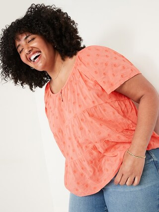 Tiered Embroidered Tie-Back Plus-Size Top | Old Navy (US)