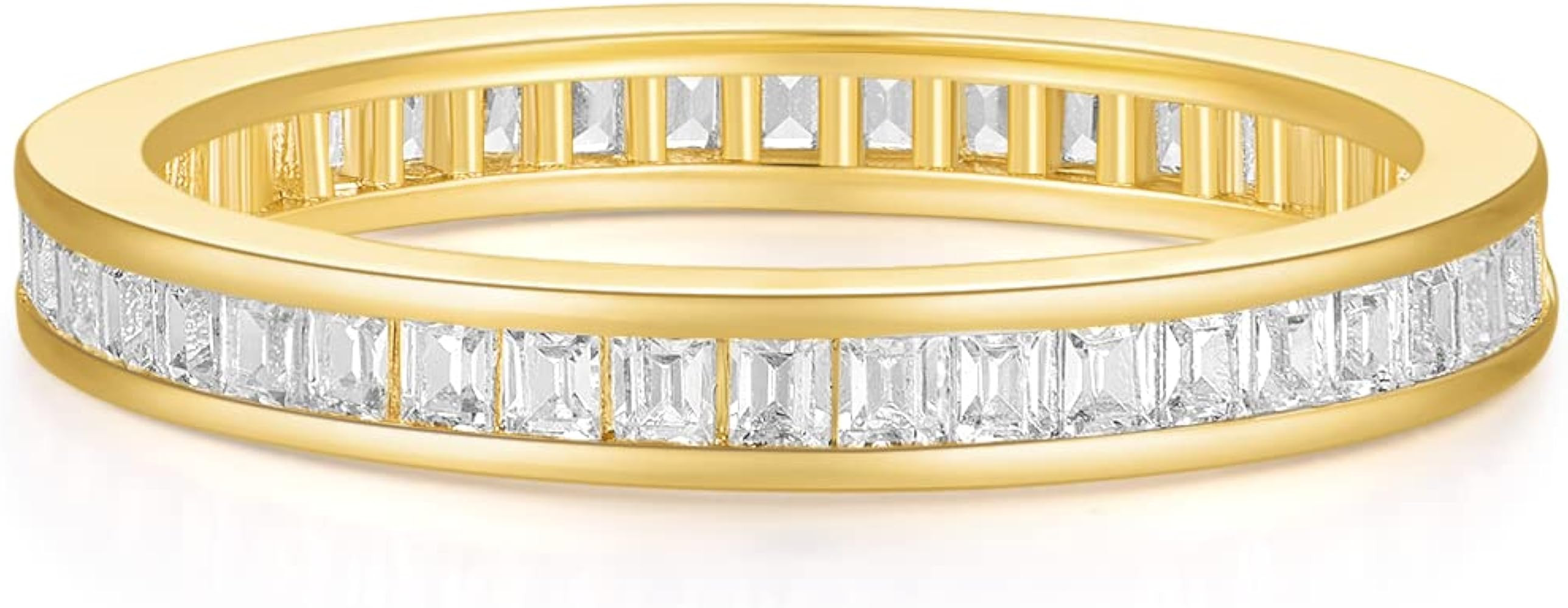 SHINYSO Wedding Band for Women Princess Cut Cubic Zirconia CZ Ring Eternity Band Engagement Stack... | Amazon (US)